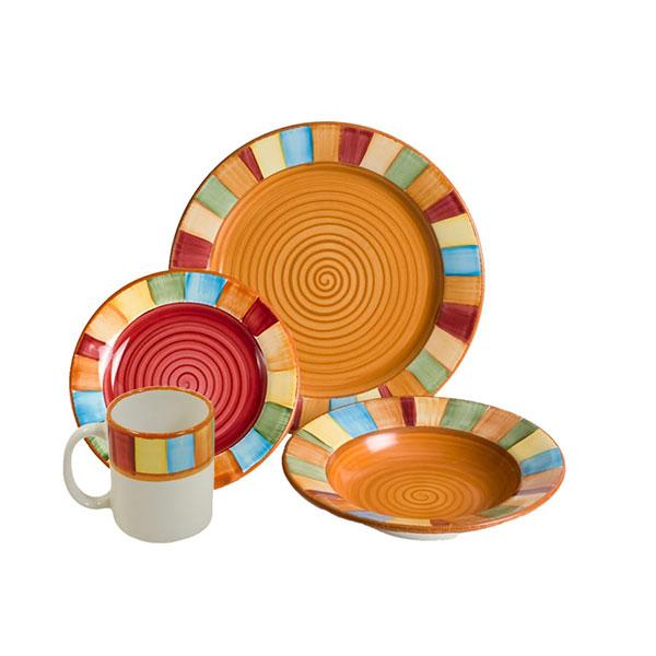 Dinnerware set 4 piece colorful striped serape