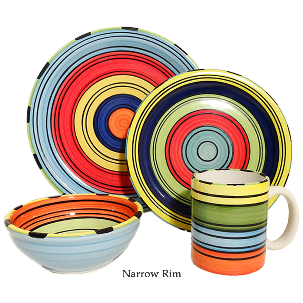 Dinnerware Set - 4 piece -Colorful Striped | Acapulco