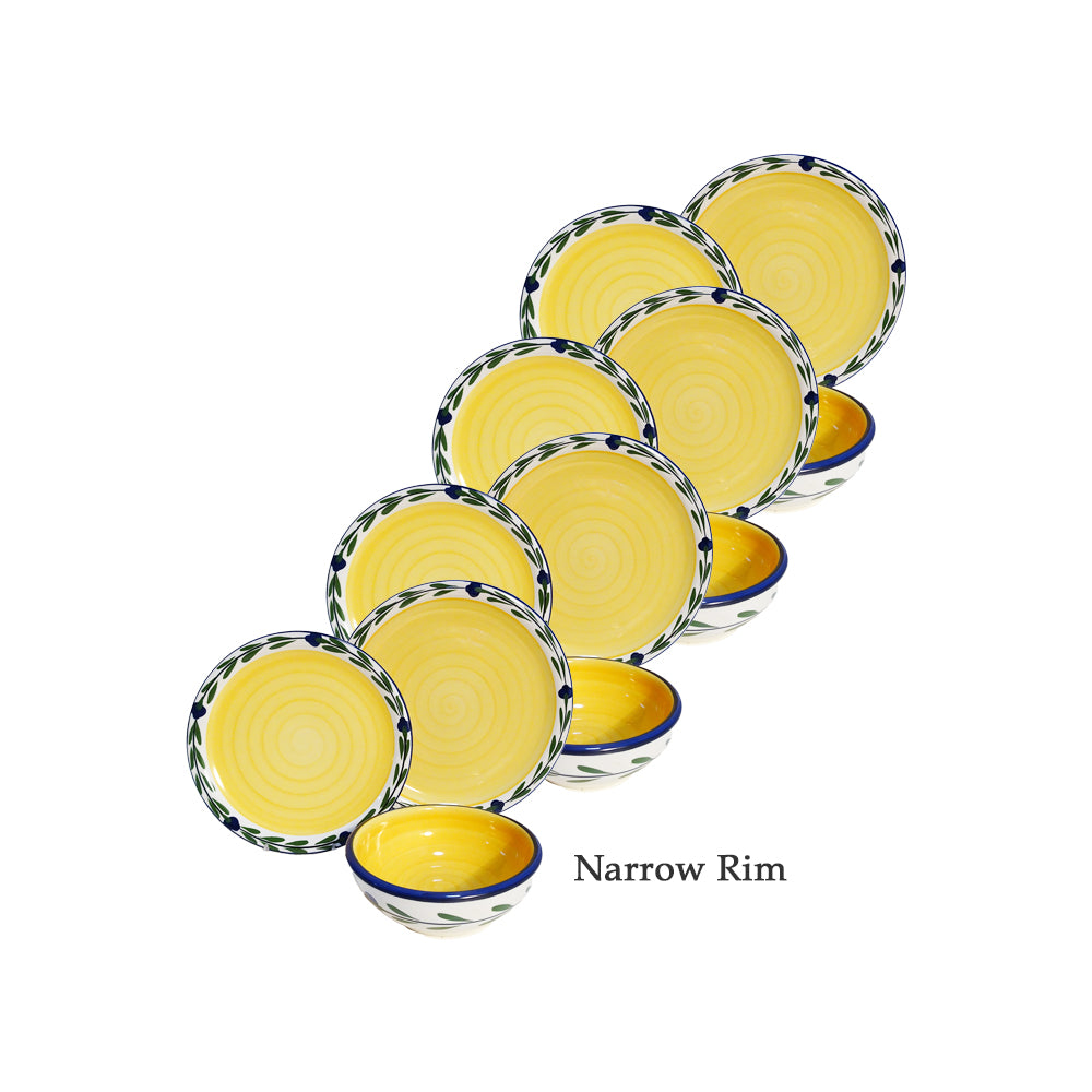 Dinnerware Set - 12 piece - White & Yellow & Blue & Green | Bella Flora