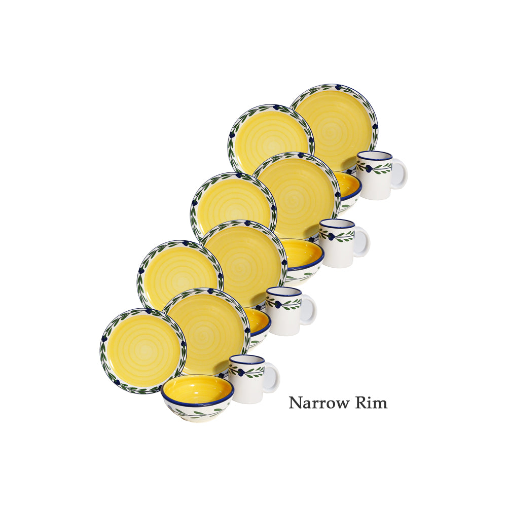 Dinnerware Set - 16 piece - White & Yellow & Blue & Green | Bella Flora