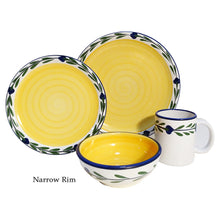 Load image into Gallery viewer, Dinnerware Set - 4 piece - White &amp; Yellow &amp; Blue &amp; Green | Bella Flora
