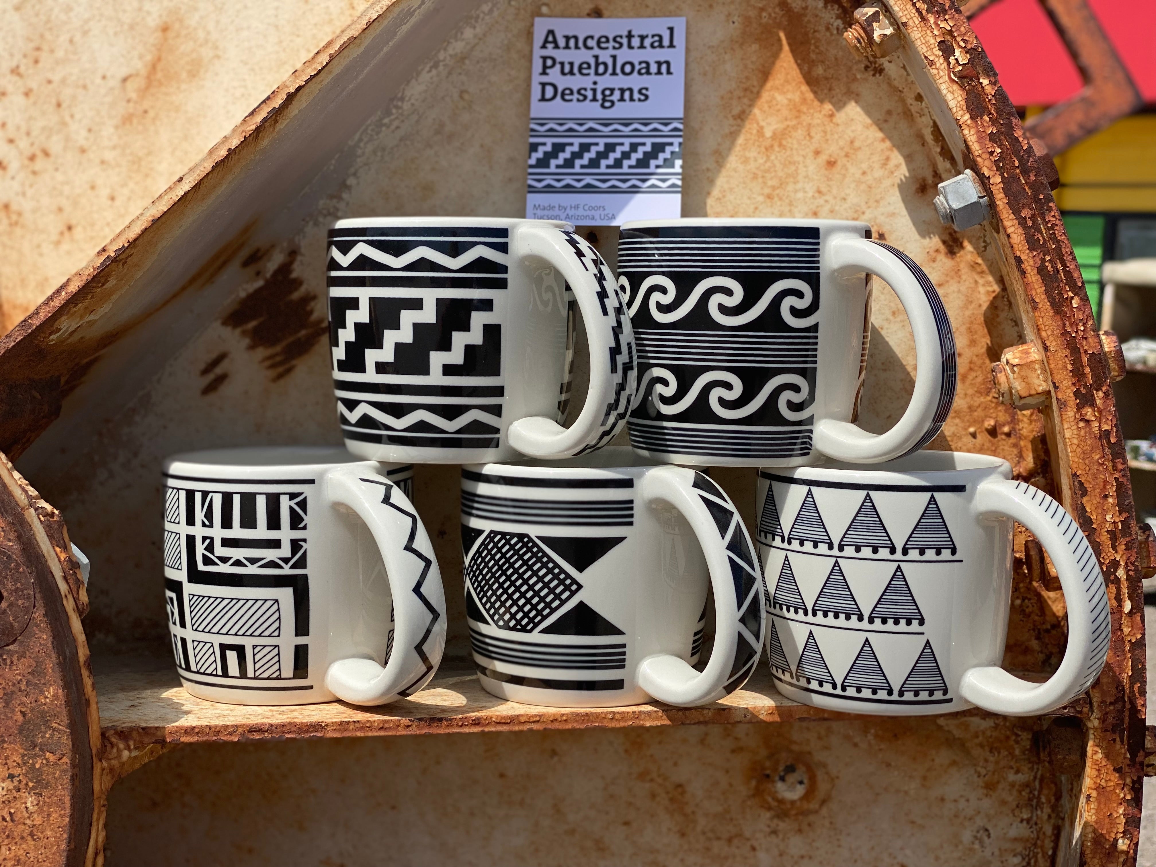 Mug - Rain Black & White | Cliff Dweller Ancestral Puebloan Design