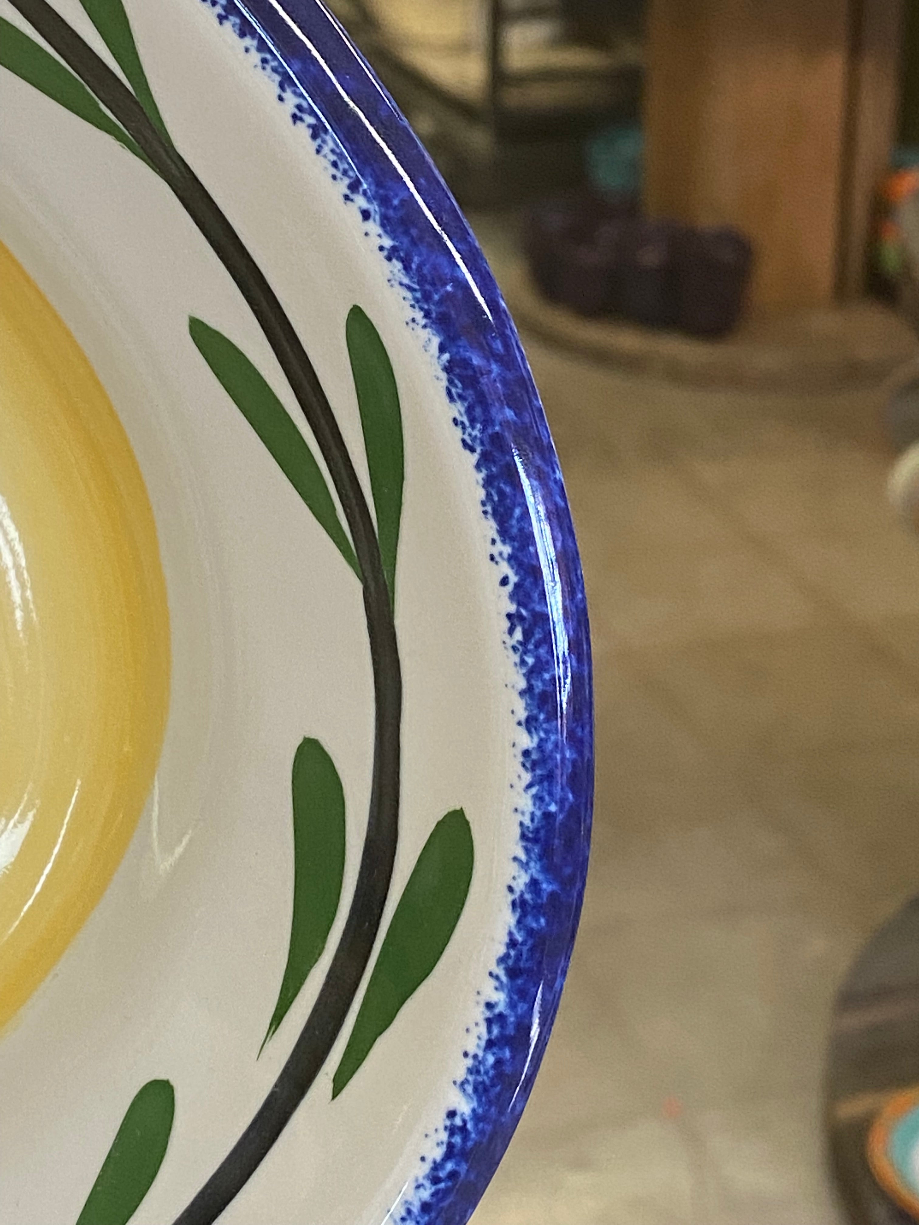 Oval Serving Platter Platter - White & Yellow & Blue & Green | Bella Flora