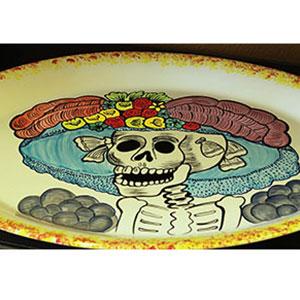 Oval Serving Platter - Katrina with Colorful Bonnet | Day of the Dead