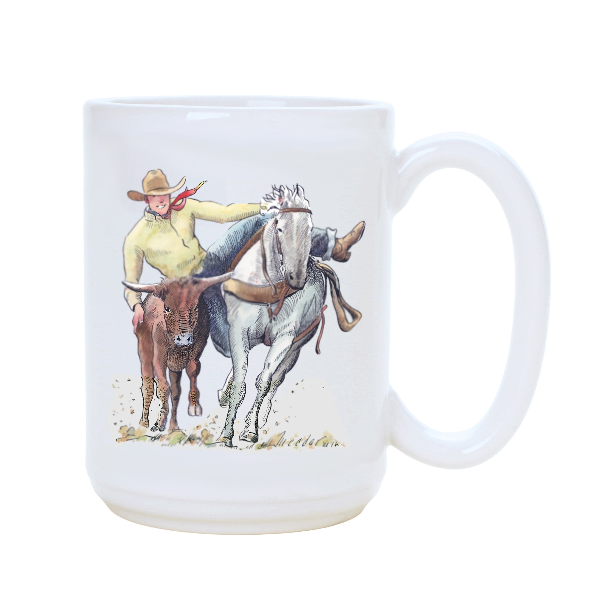 Mug steer wresting rodeo 15 oz