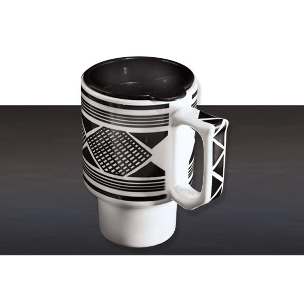 Travel mug diamondback black white cliff dweller ancestral puebloan design