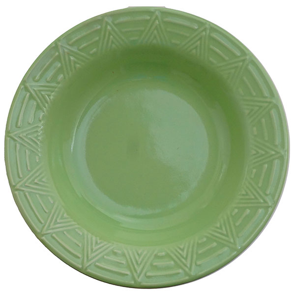 Aztec Green Rimmed Soup Bowl - Set of 4