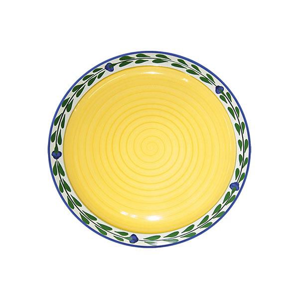 Round serving platter white yellow blue green bella flora
