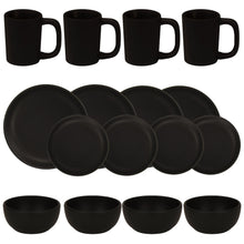 Load image into Gallery viewer, Dinnerware set 16 piece matte black matte black
