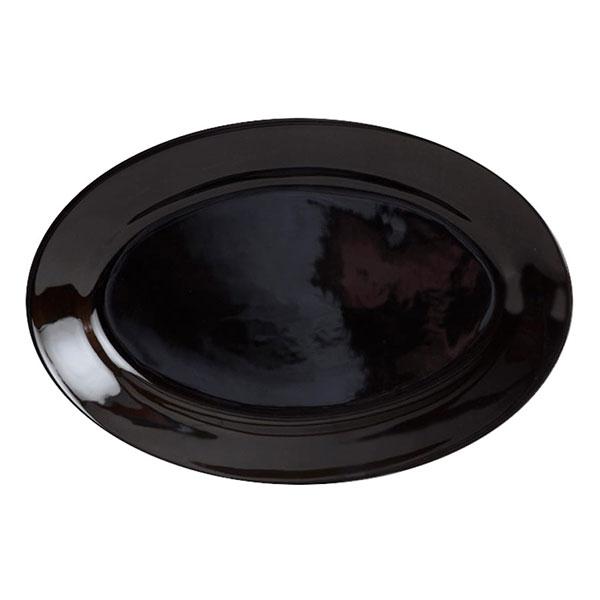 Oval serving platter black glossy solid color