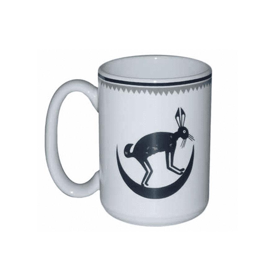 Mug - Mimbreño March Hare in Crescent Moon Black & White| Mimbreño 15 oz