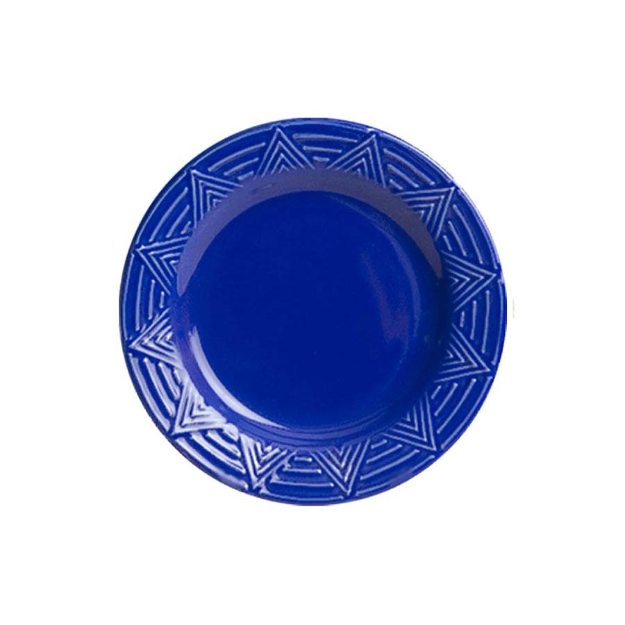 Dinner plate set set of 4 blue aztec pattern