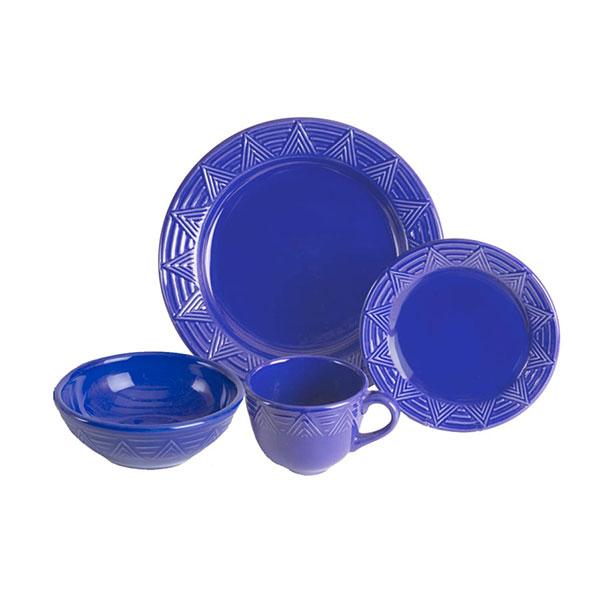 Dinnerware Set - 4 piece - Blue | Aztec Pattern