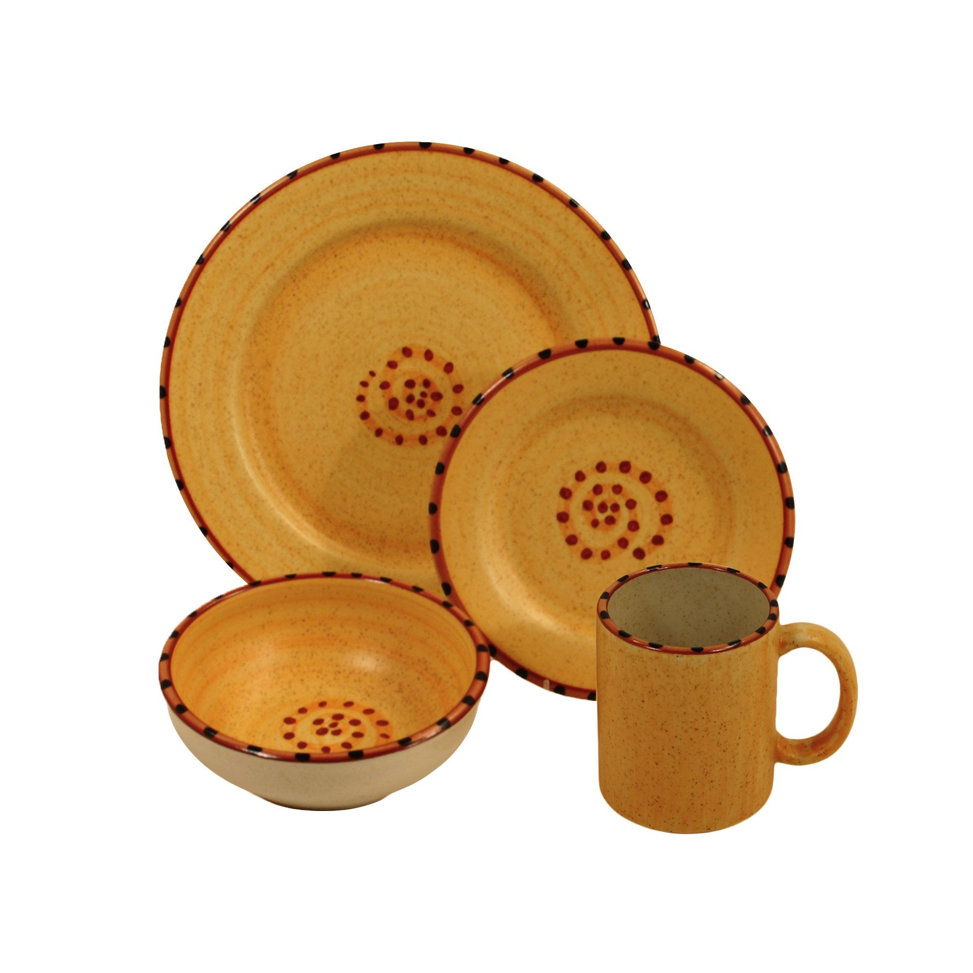 Dinnerware set 16 piece brown burnt orange aurora