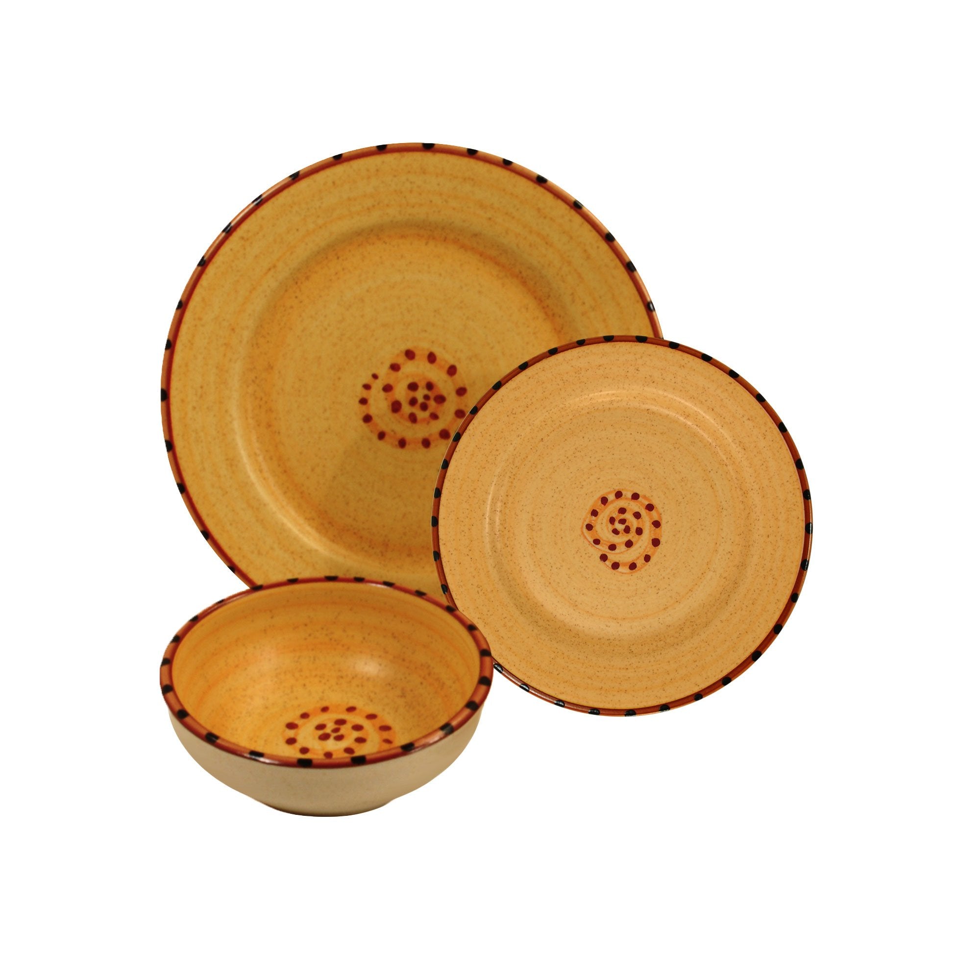 Dinnerware set 12 piece brown burnt orange aurora