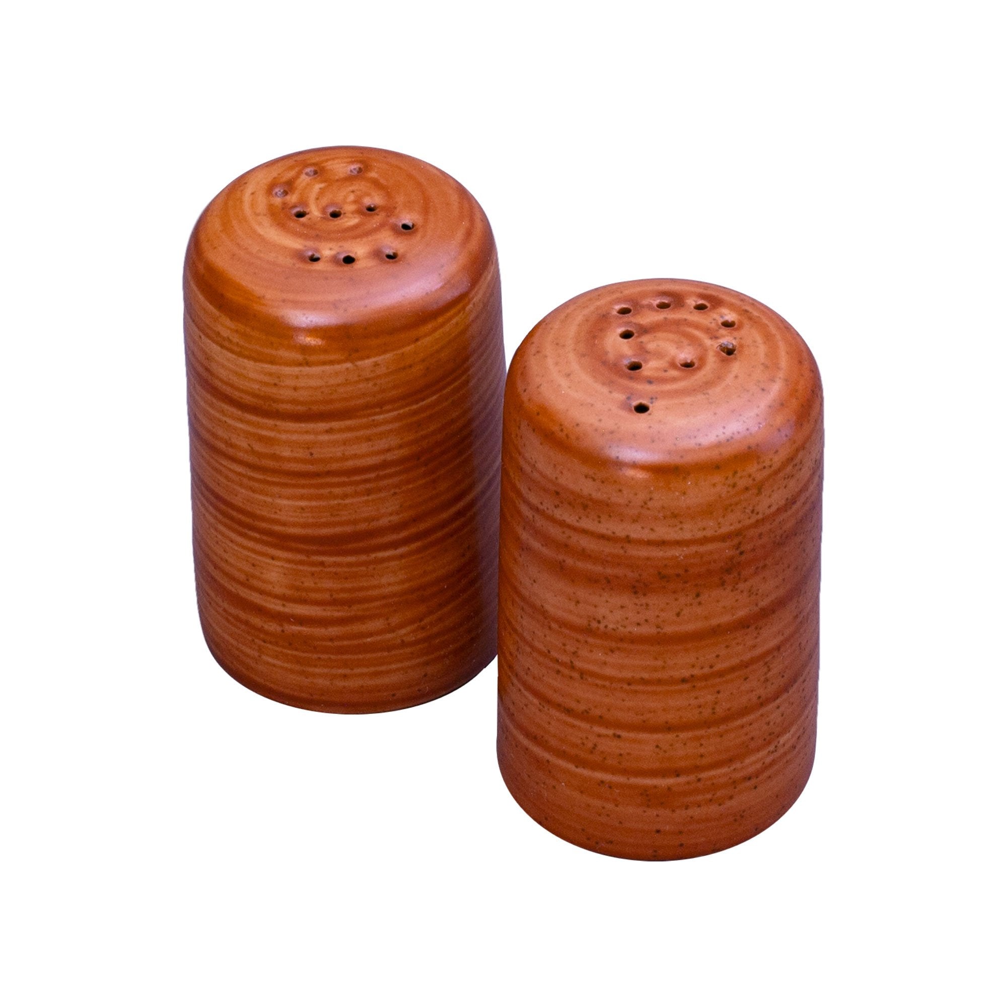 Brown ceramic salt and pepper shakers brownstone