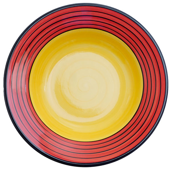Rimmed Soup Bowl Set - Set of 4 - Red & Yellow | Carousel Red