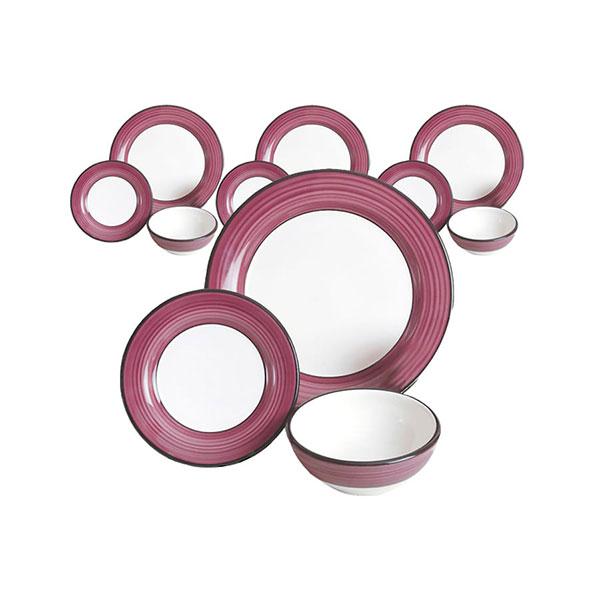 Dinnerware set 12 piece white purple spree pattern