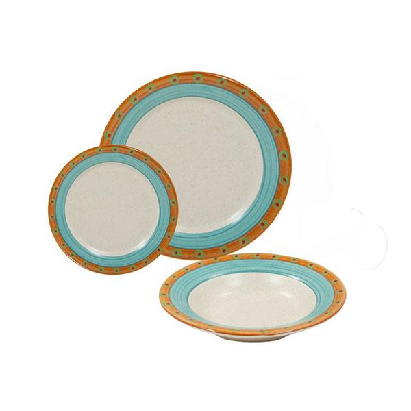 Dinnerware set 3 piece turquoise burnt orange sedona