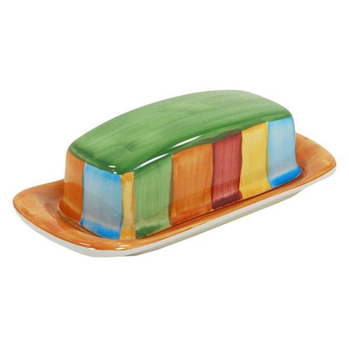 Southwestern ceramic butter dish serape