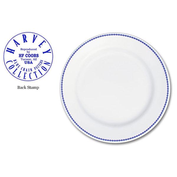 Dinner plate white blue fred harvey blue chain