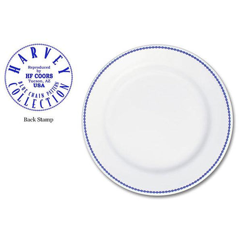 Dinner plate white blue fred harvey blue chain