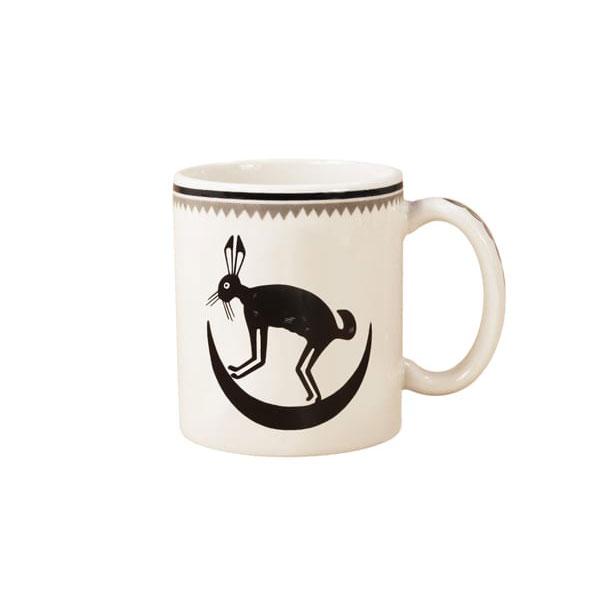 Mug mimbreno march hare in crescent moon black white mimbreno 11 oz