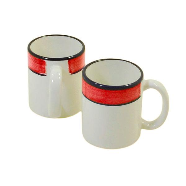 Mug set set of 4 white red spree pattern
