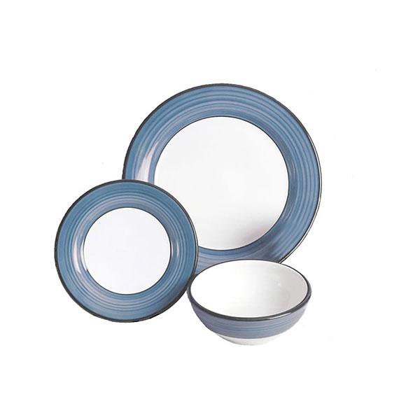 Dinnerware Set - 3 piece -White & Blue | Spree Pattern