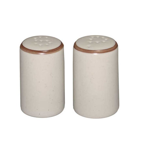 Beige with brown ceramic salt and pepper shakers della terra