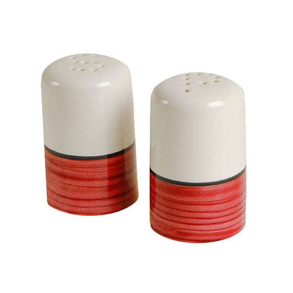 Salt and Pepper Shakers - White and Red | Spree Pattern