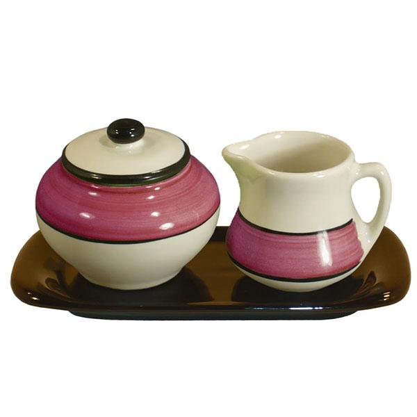 Sugar and Creamer Set - White and Purple | Spree Pattern