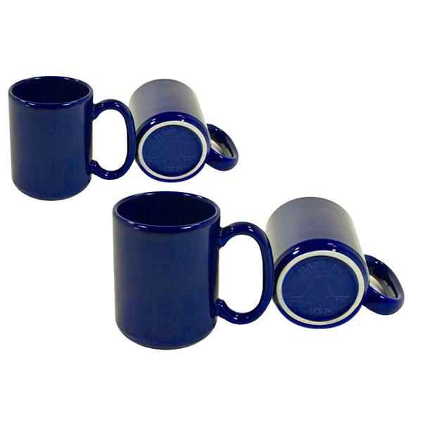 Mug set set of 4 cobalt blue solid color 15 oz