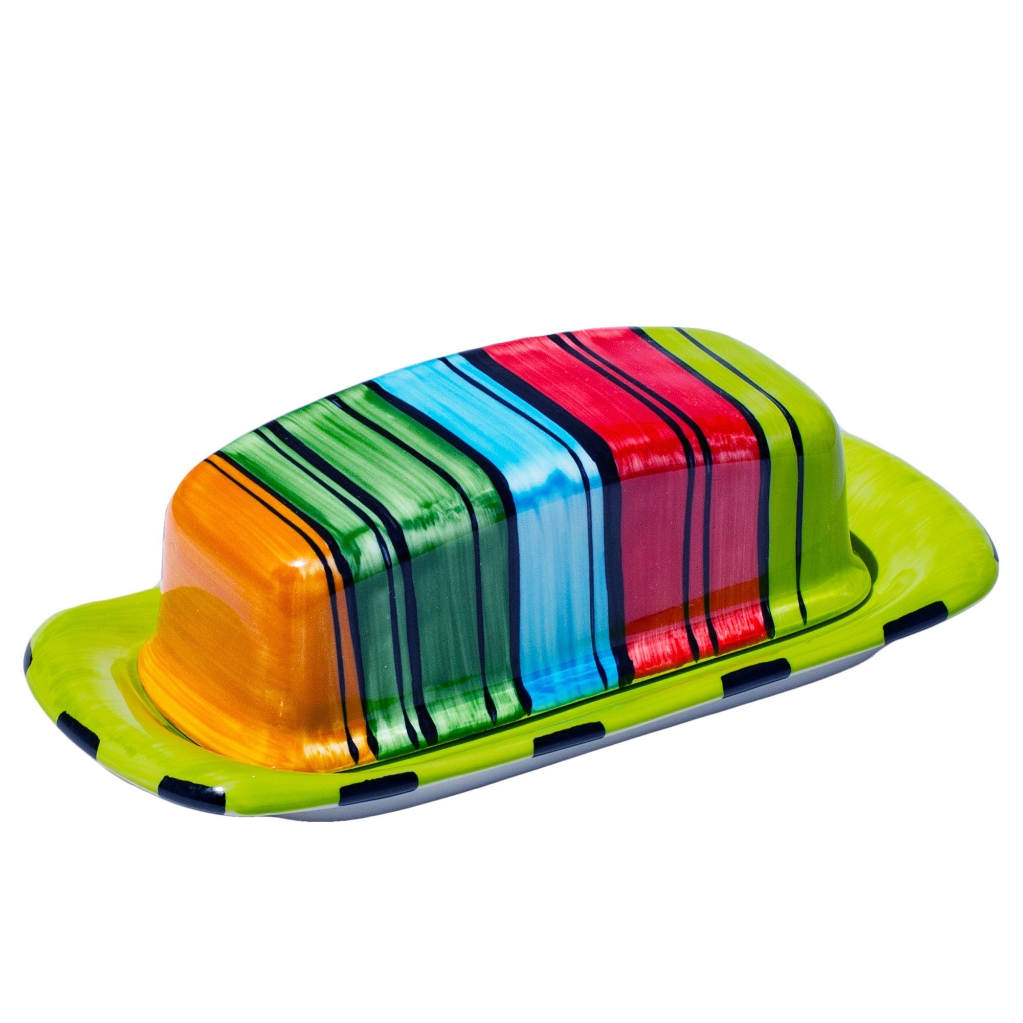 Colorful ceramic butter dish acapulco