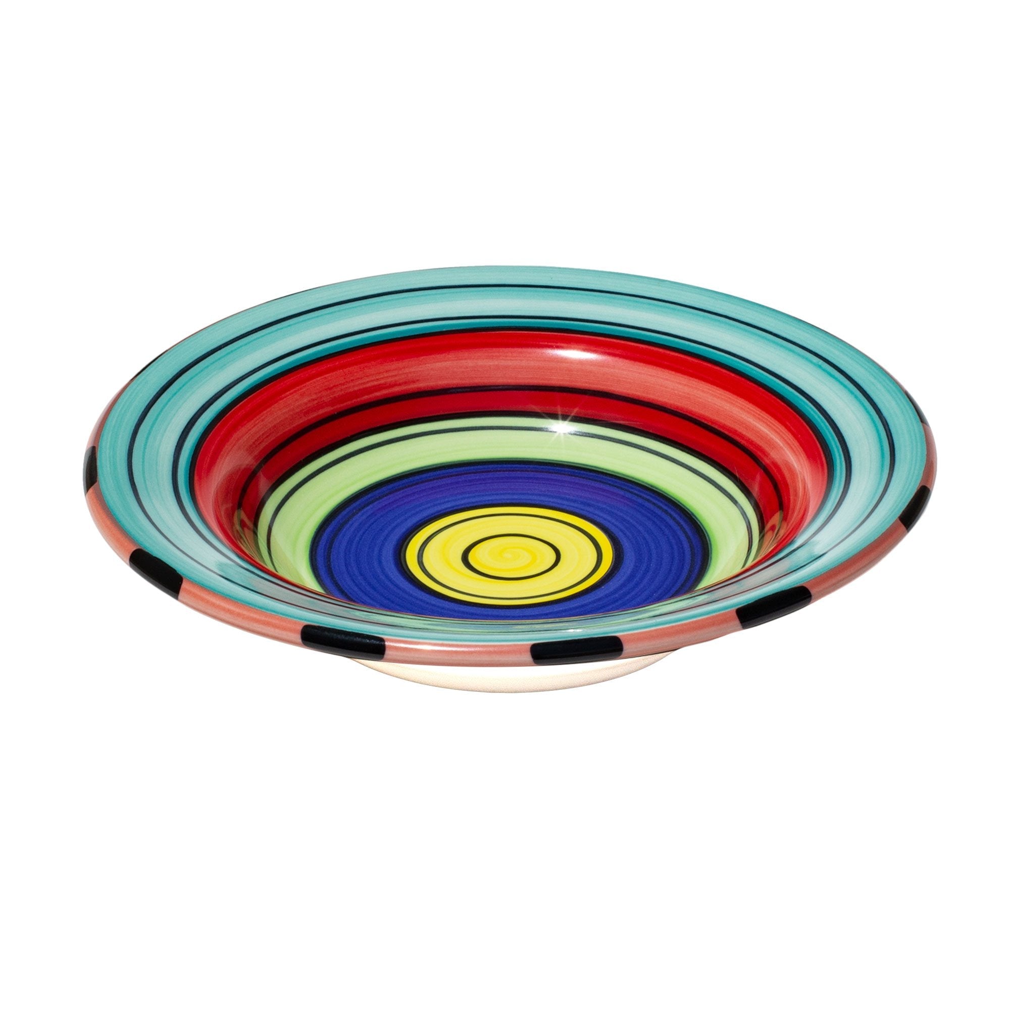 Rimmed soup bowl set set of 4 colorful striped acapulco