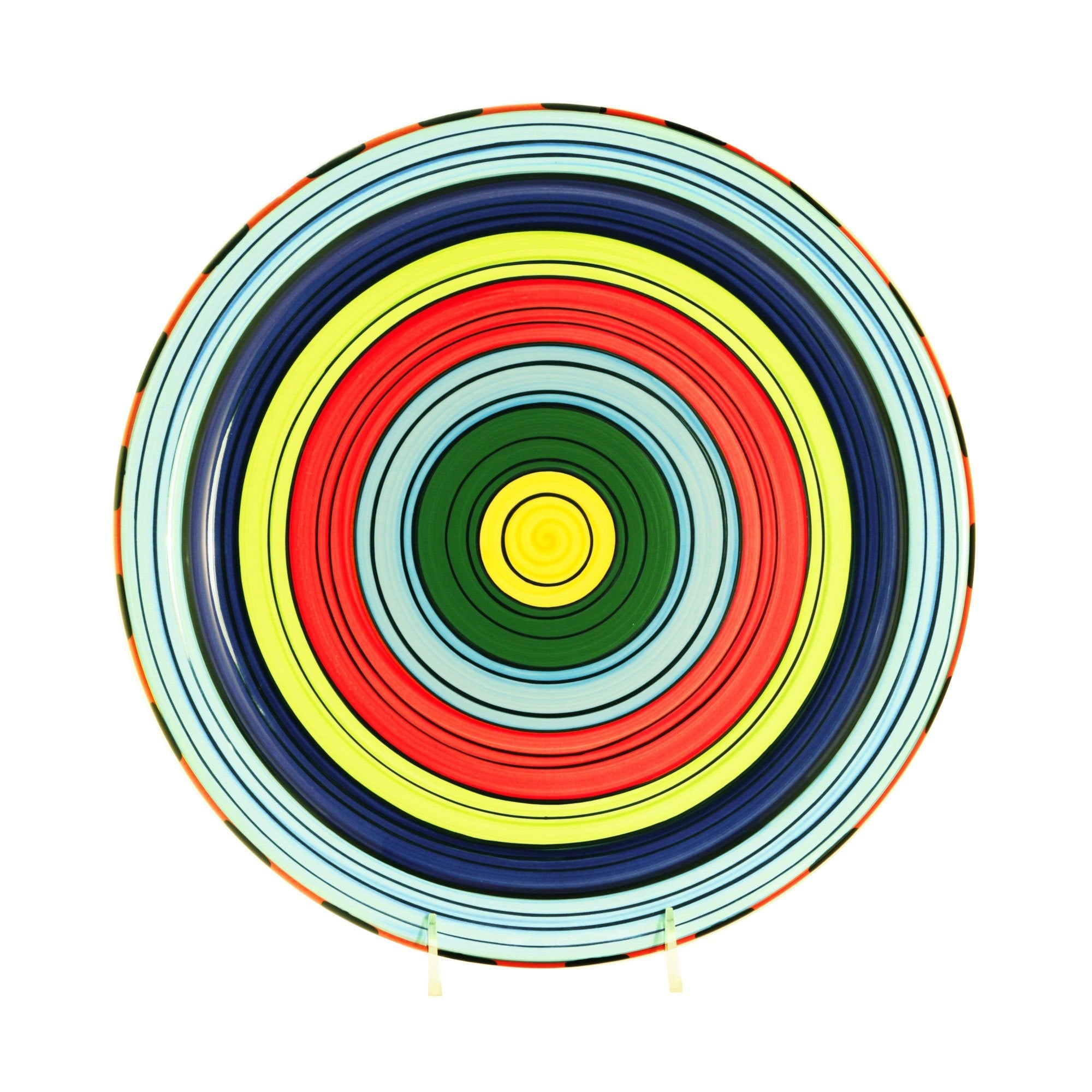 Round serving platter colorful striped acapulco