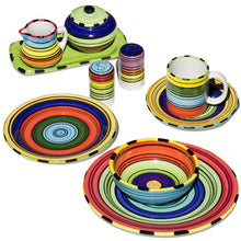 Load image into Gallery viewer, 16 piece dinnerware set colorful striped acapulco
