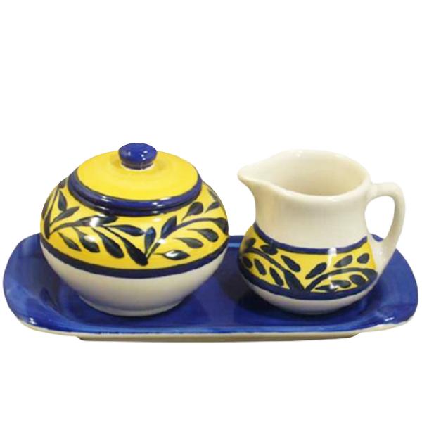 Sugar and Creamer Set - Blue and Yellow | Country French