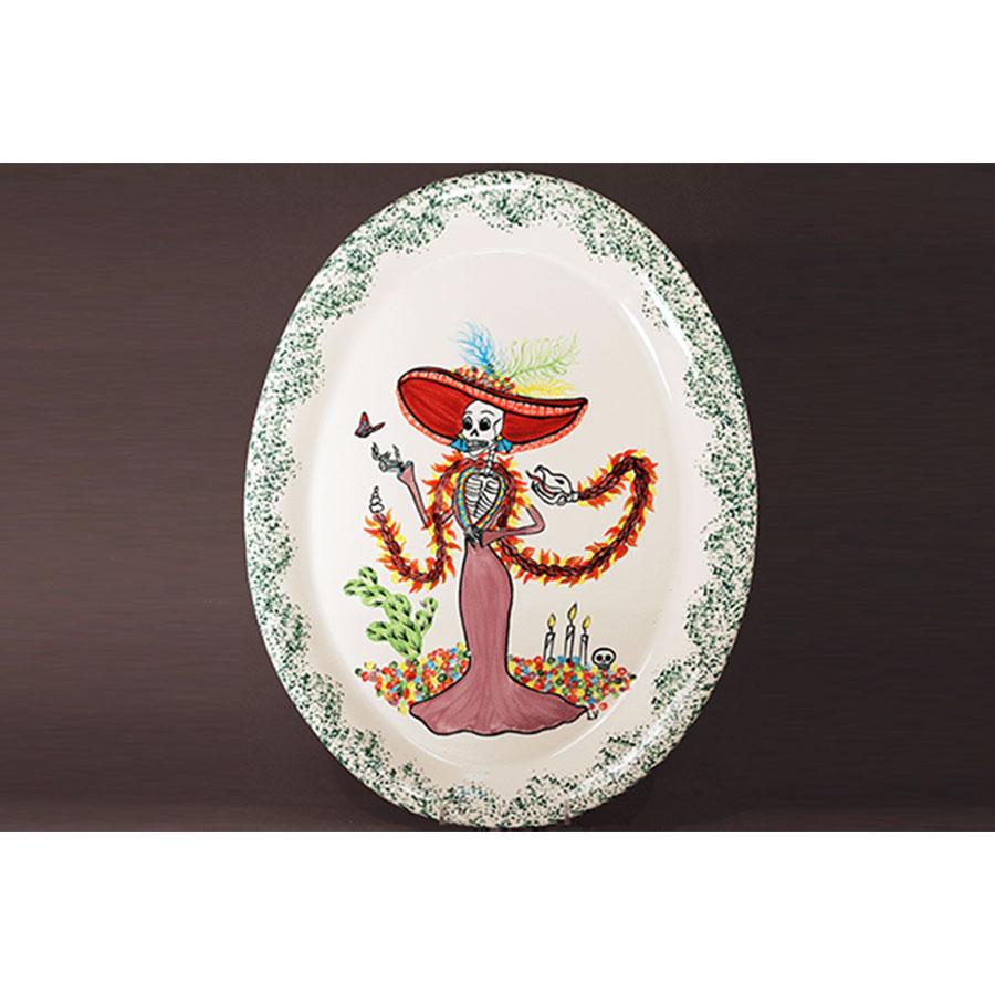 Oval Serving Platter - Katrina Red Dress | Day of the Dead