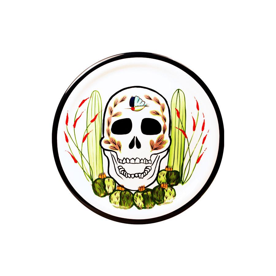 Dinner plate desert biker skull day of the dead