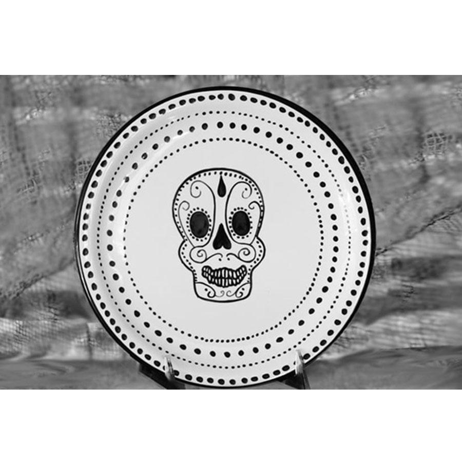 Dinner Plate - Skull with Polka Dots | Day of the Dead