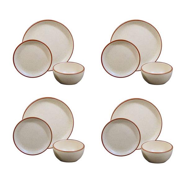 Dinnerware set 12 piece beige brown della terra