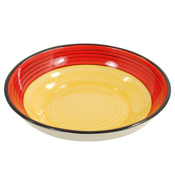 Extra large serving bowl red yellow carousel pattern