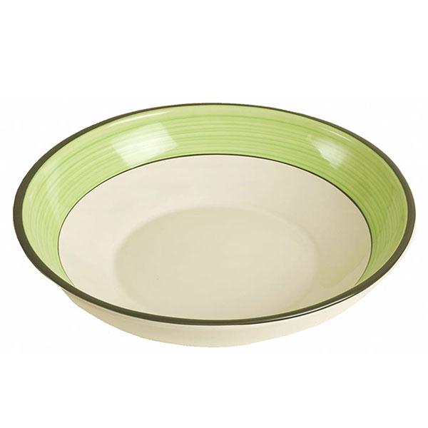 Extra large serving bowl white green spree pattern