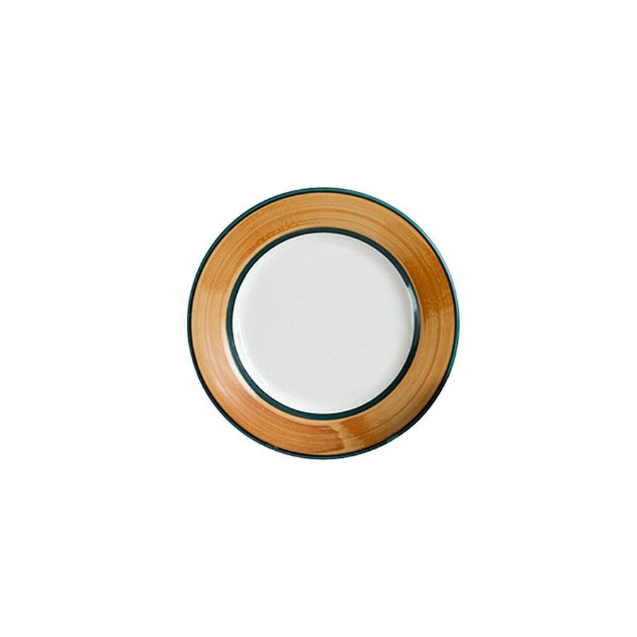 Dessert plate set set of 4 brown green terra patina