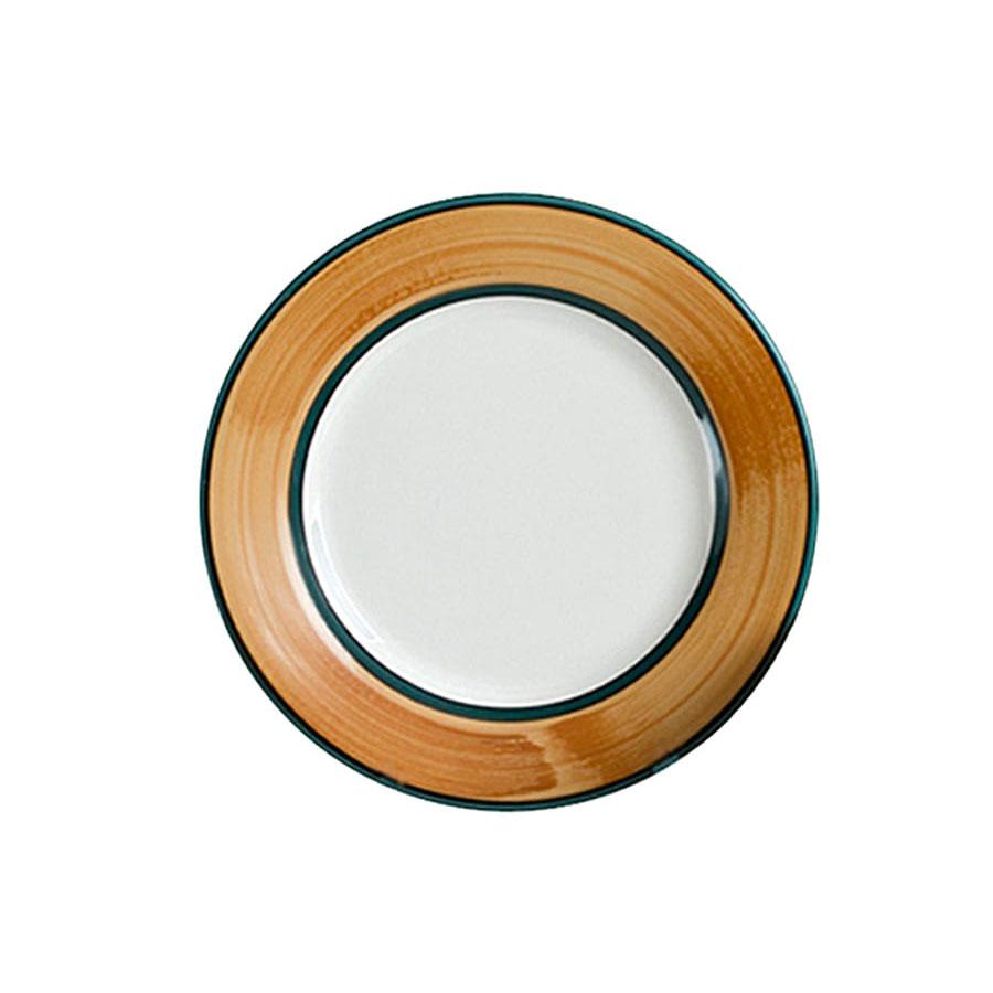 Dinner plate set set of 4 brown green terra patina