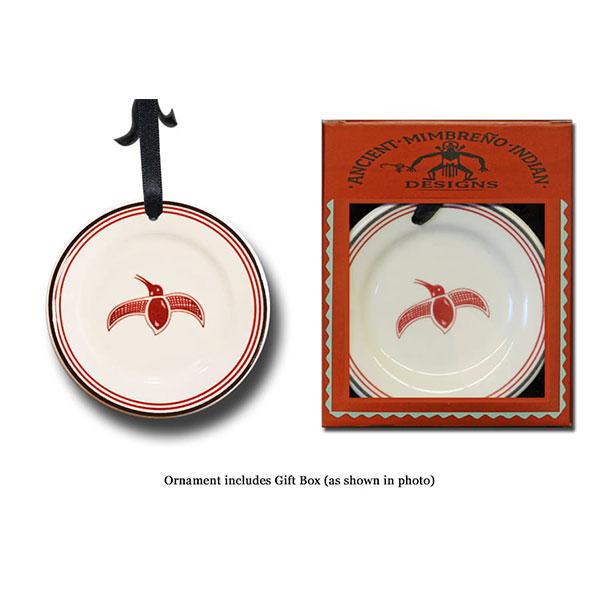Ornament - White & Maroon Hummingbird | Mimbreño