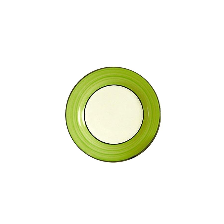 Dessert plate set set of 4 white green spree pattern