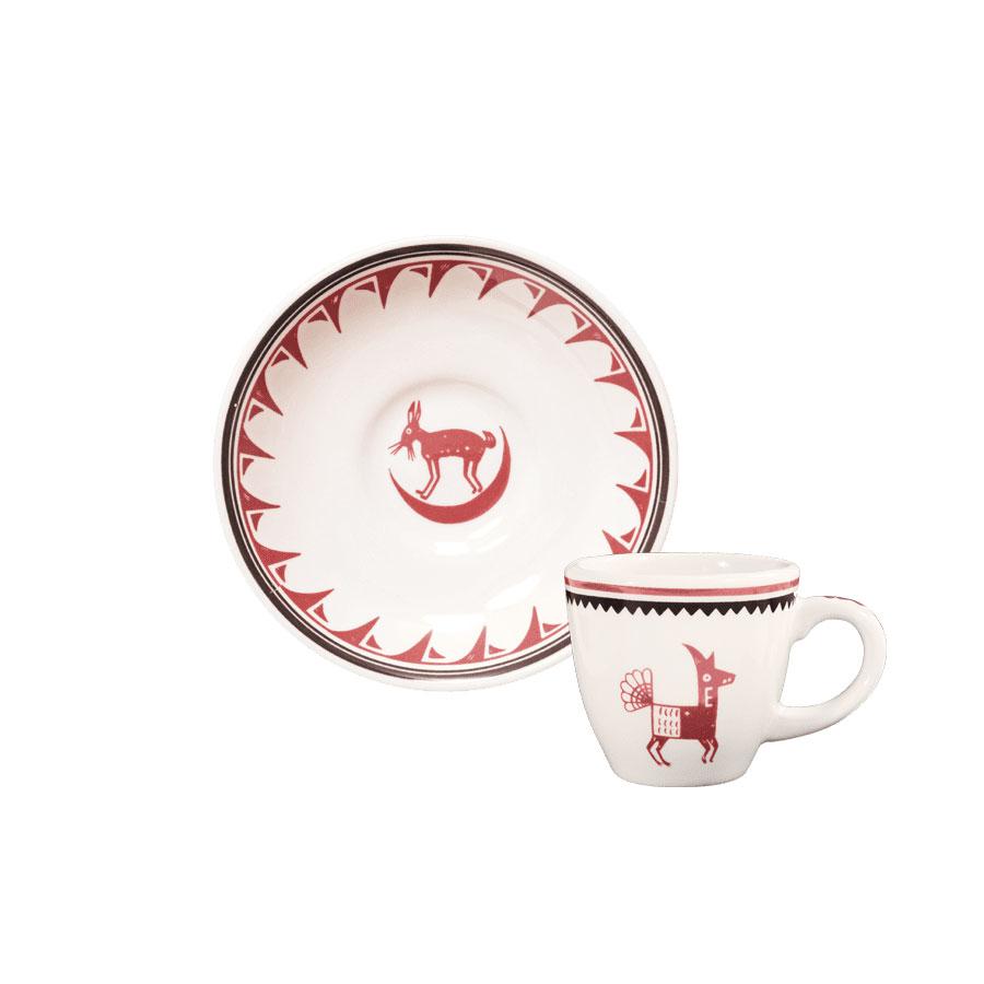 Espresso cup saucer set mimbreno white maroon mimbreno