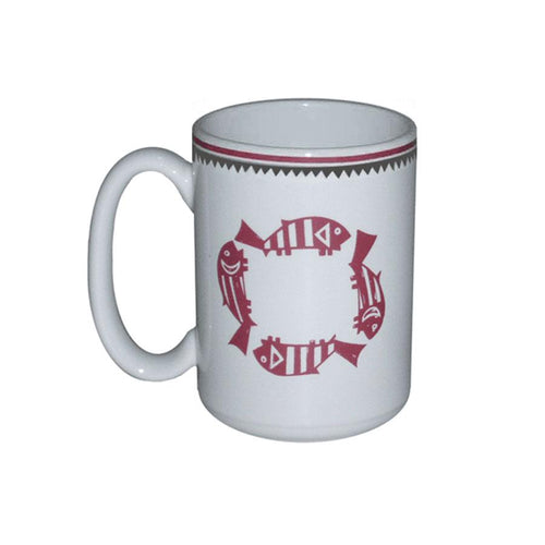 Mug mimbreno four fish maroon white mimbreno 15 oz